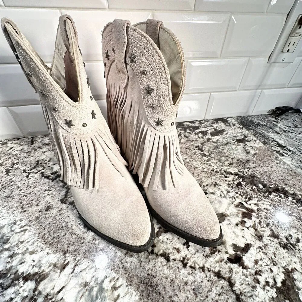 Cowgirl Boots Fringed Ankle Boots Size 7